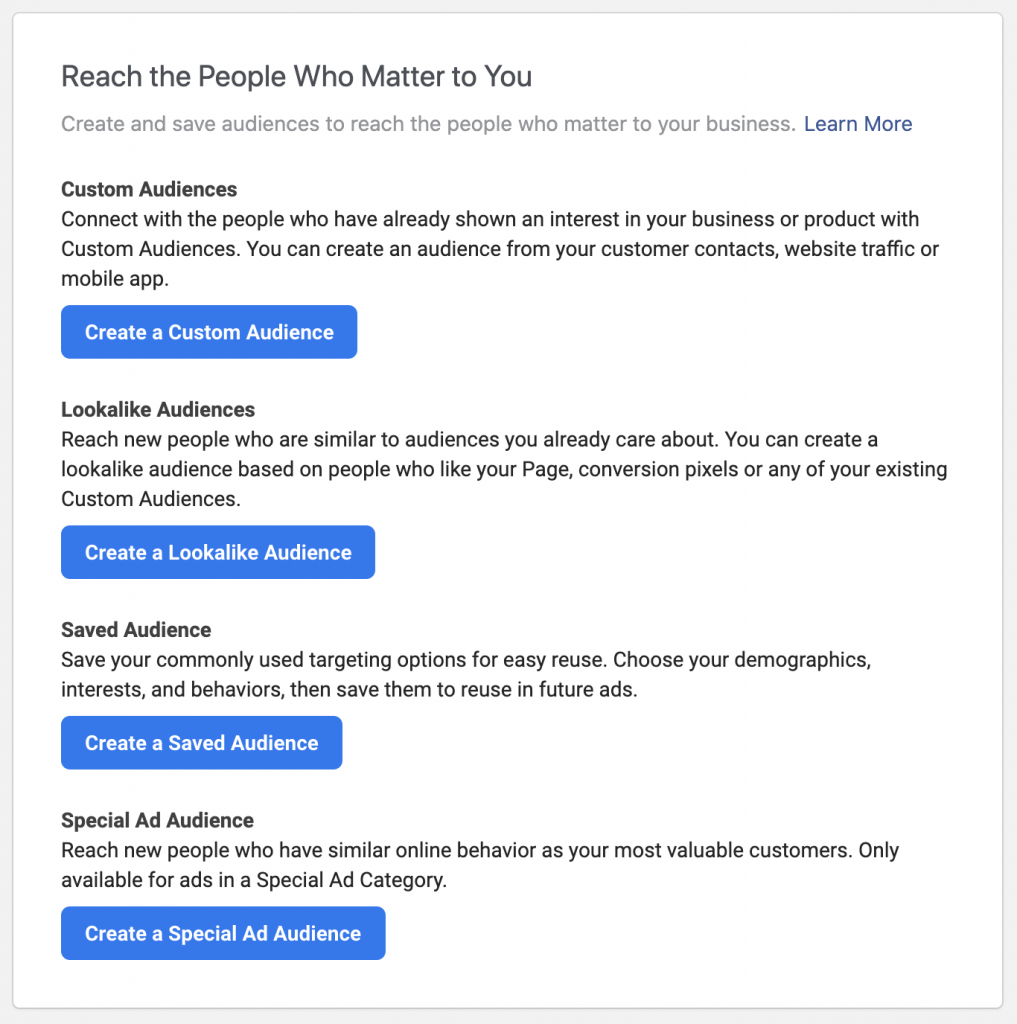 facebook target audience types