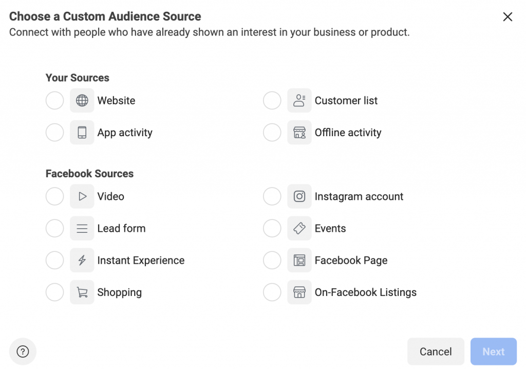 Facebook target audience custom