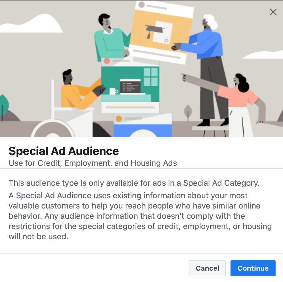 special ad audience target audience facebook example