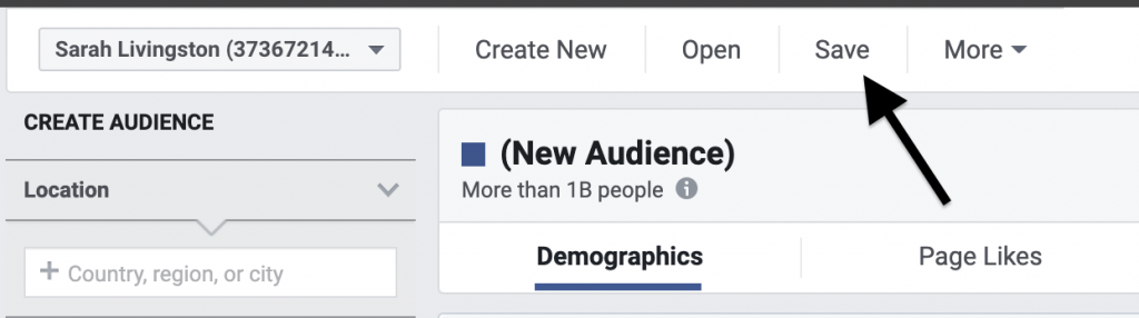 facebook audience insights target audience example save