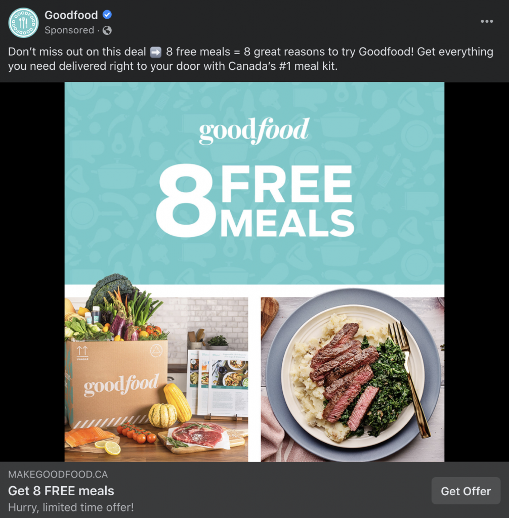 offer claim ad example facebook ad types