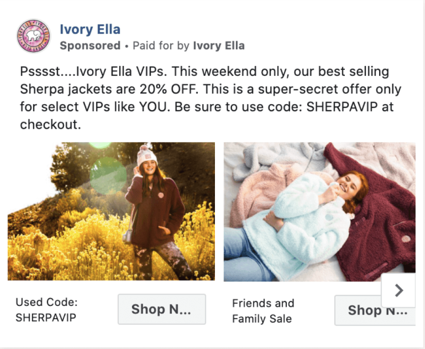 Facebook carousel ad